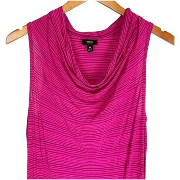Mossimo M Knit Tunic Top Magenta Pink Purple Narrow Stripes Sleeveless Summer - Picture 1 of 7